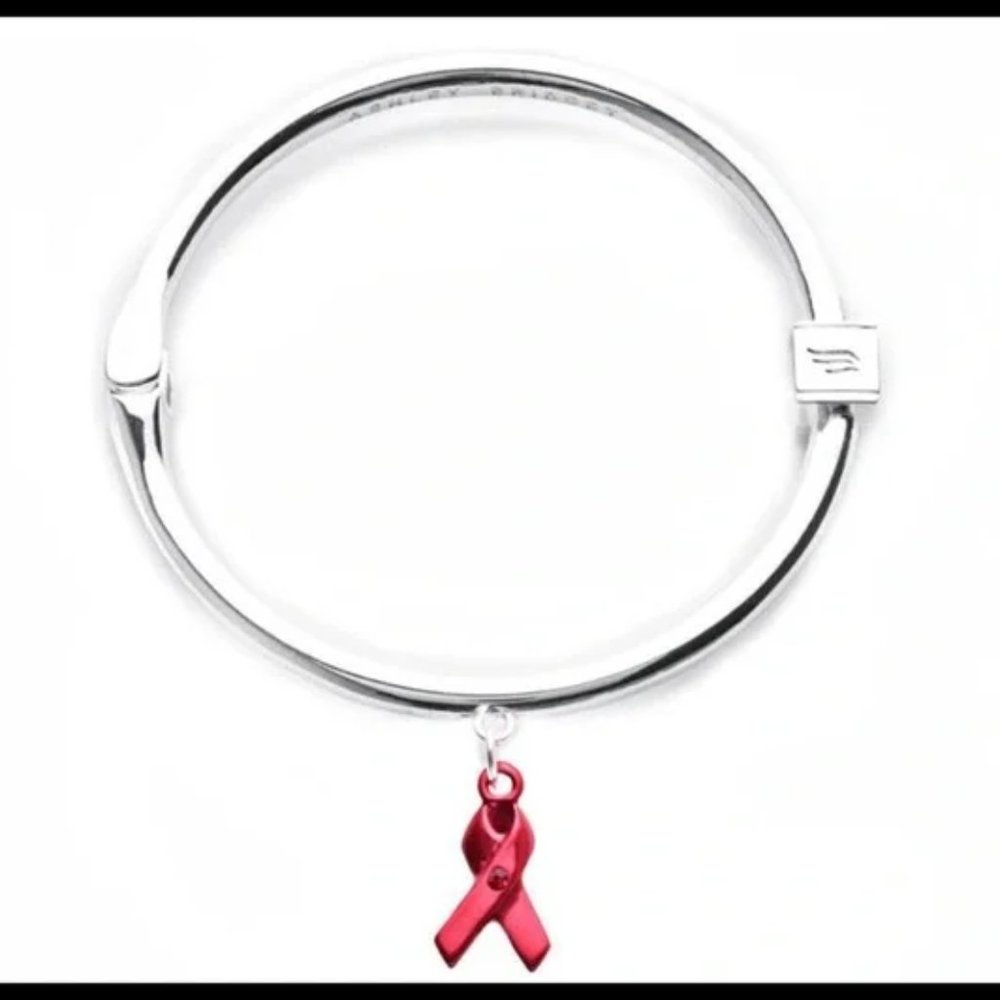 Ashley Bridget AIDS Awareness Silver Bangle Bracelet